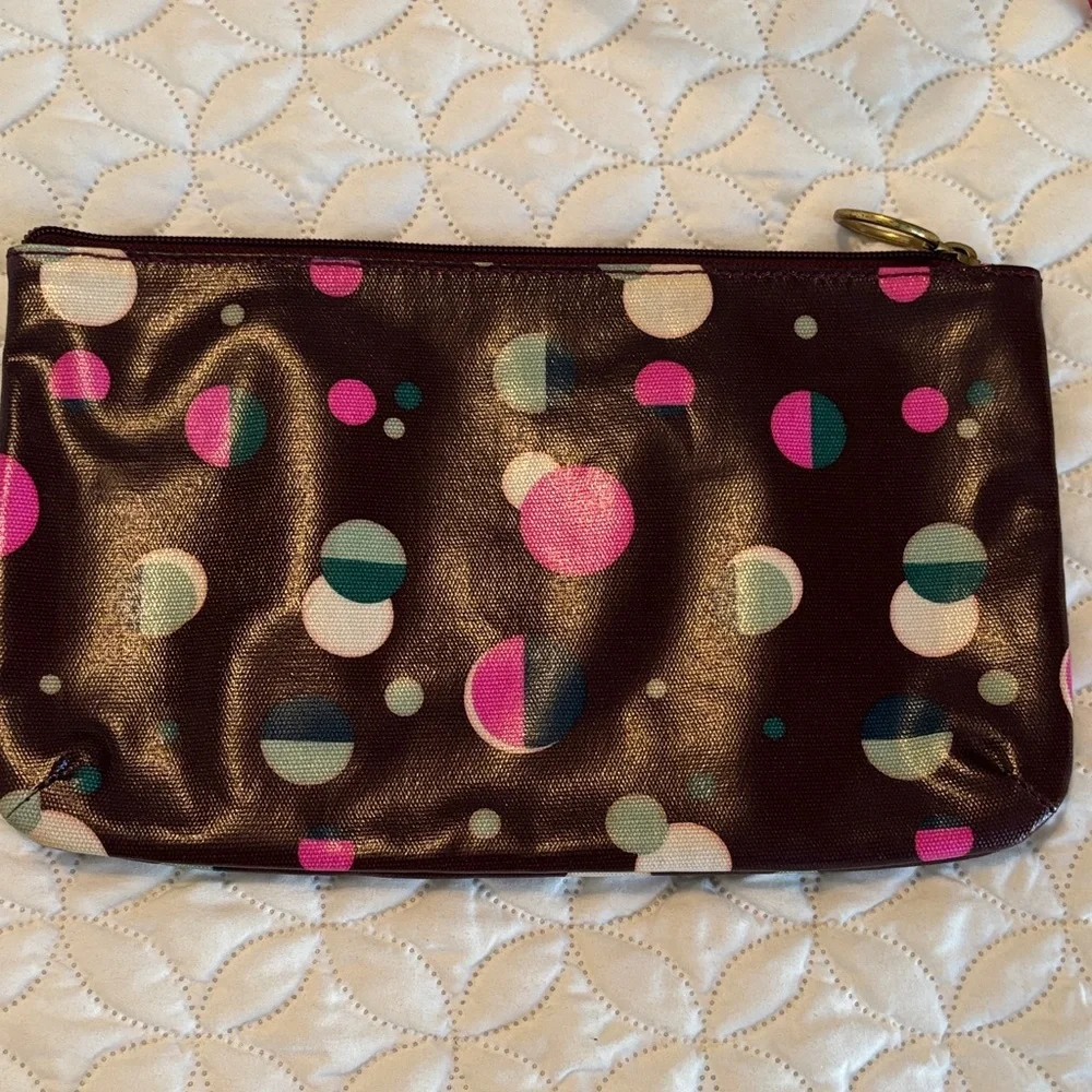 Fossil Brown Polka Dot Cosmetic Bag 11 x 9 in